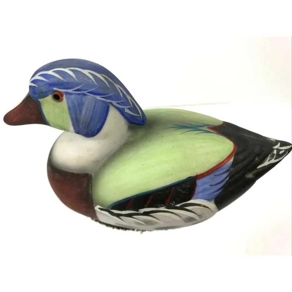 Jasco Mallard Duck Porcelain Lint Remover Brush 1980's Collectible Hand Panted
